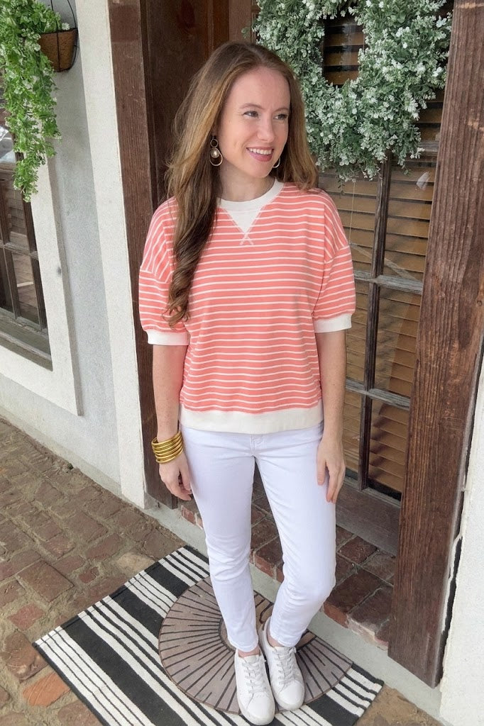 Striped Rib Banded Pullover
