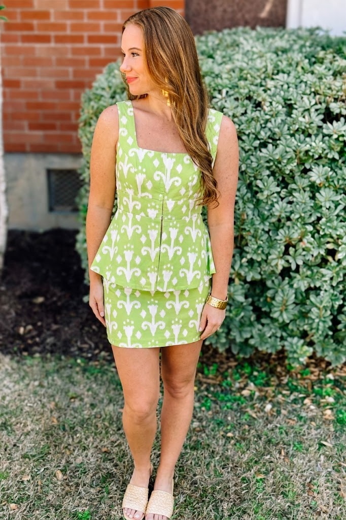 Printed Square Neck Peplum SET