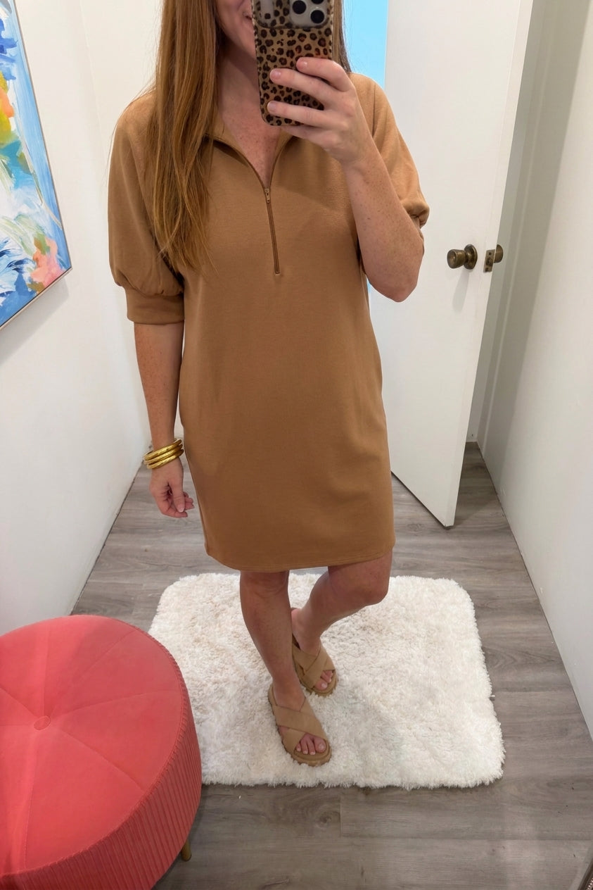 scuba quarter zip dress