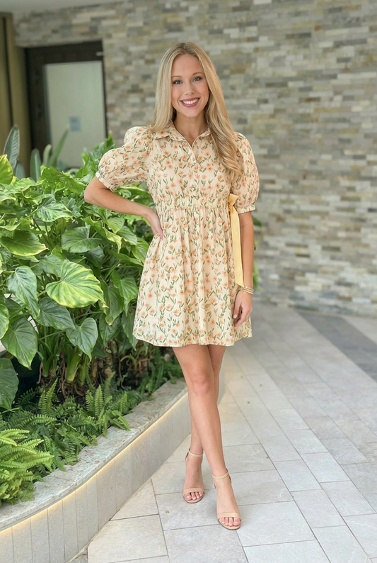 Floral Puff Sleeve Mini Dress