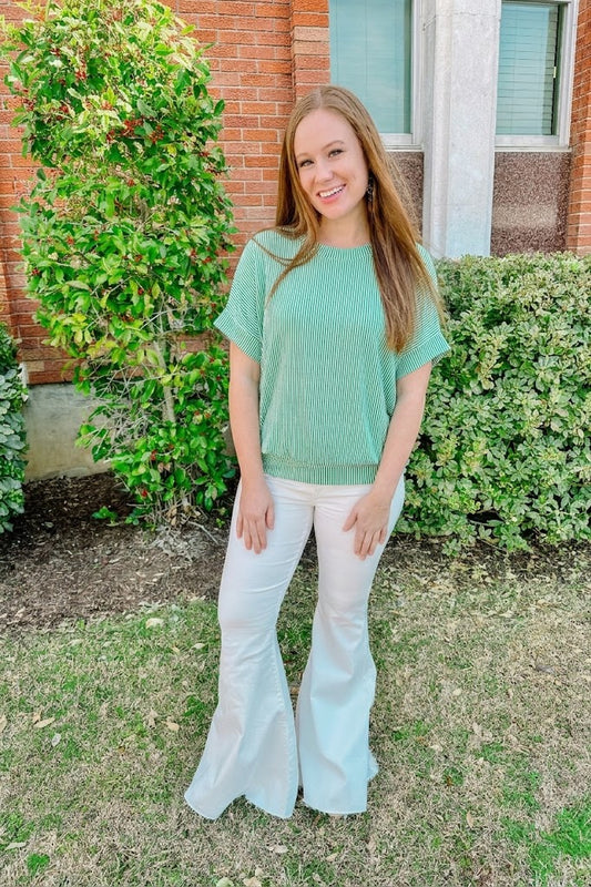 Corded Rib Short Sleeve Top