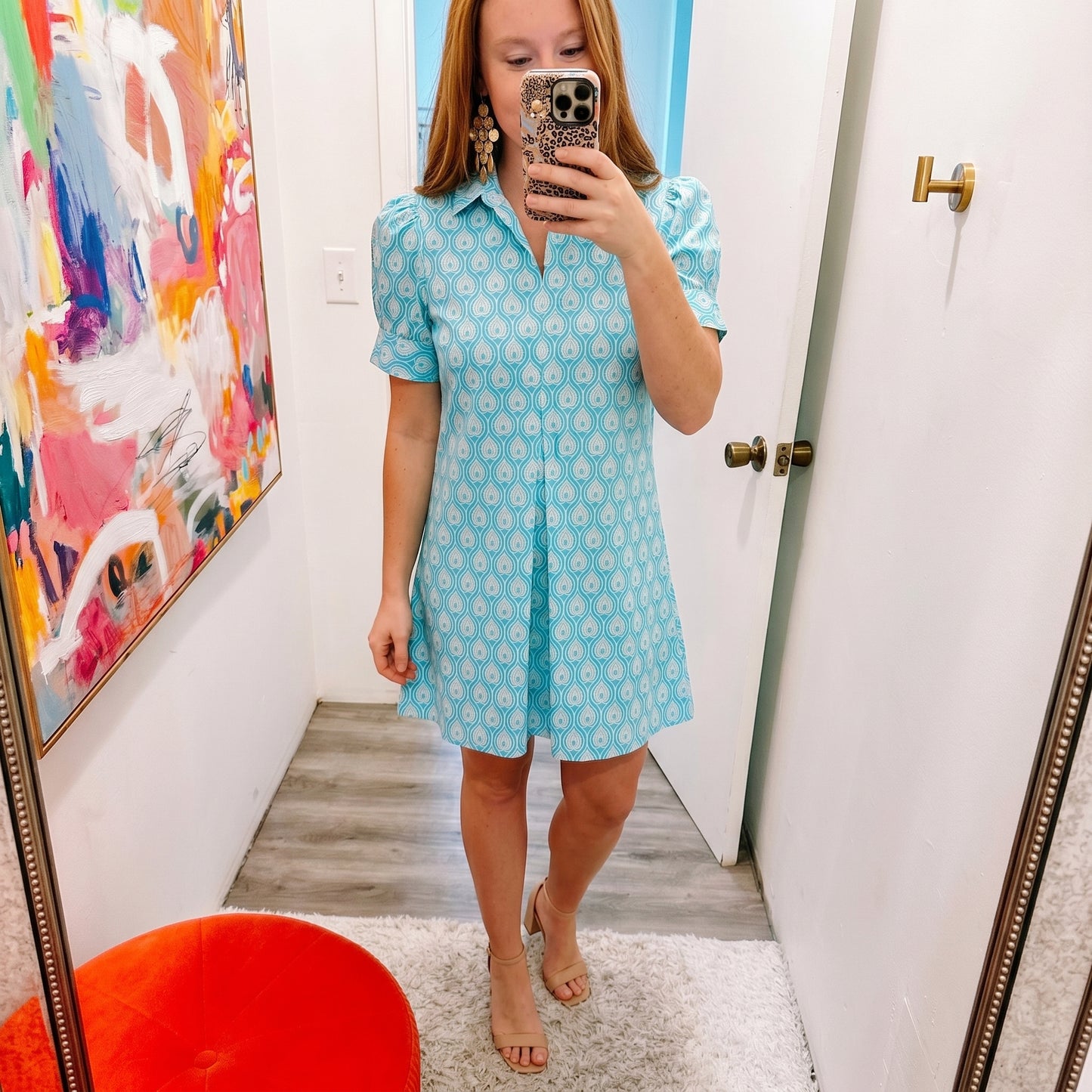 Printed A-line Collared Mini Dress
