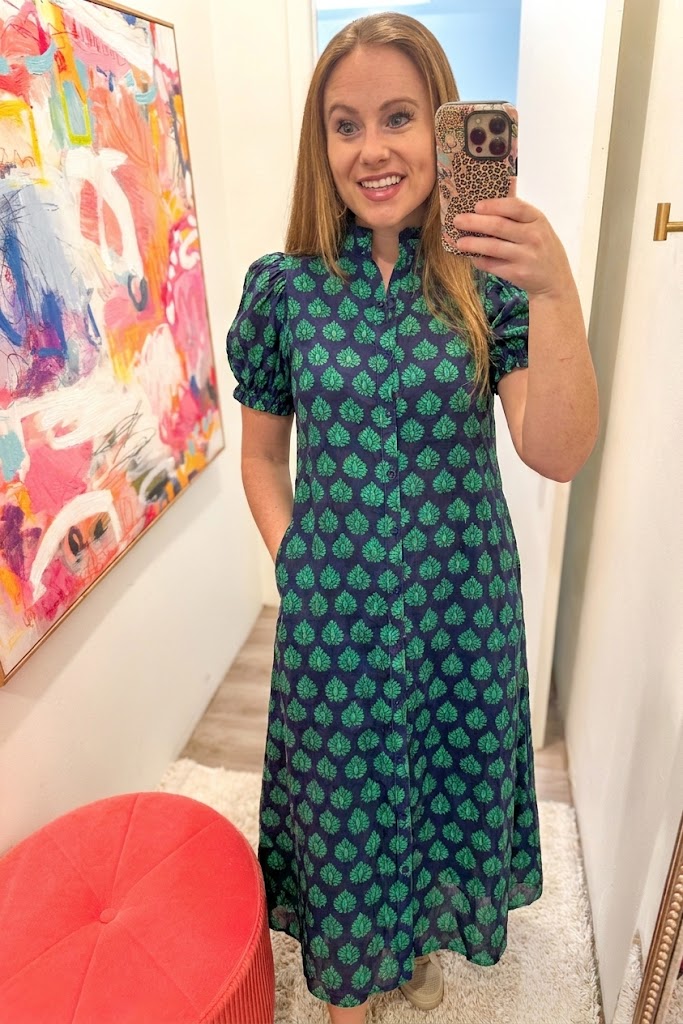 Printed Button Down Midi Dress Printed Button Down Midi Dress