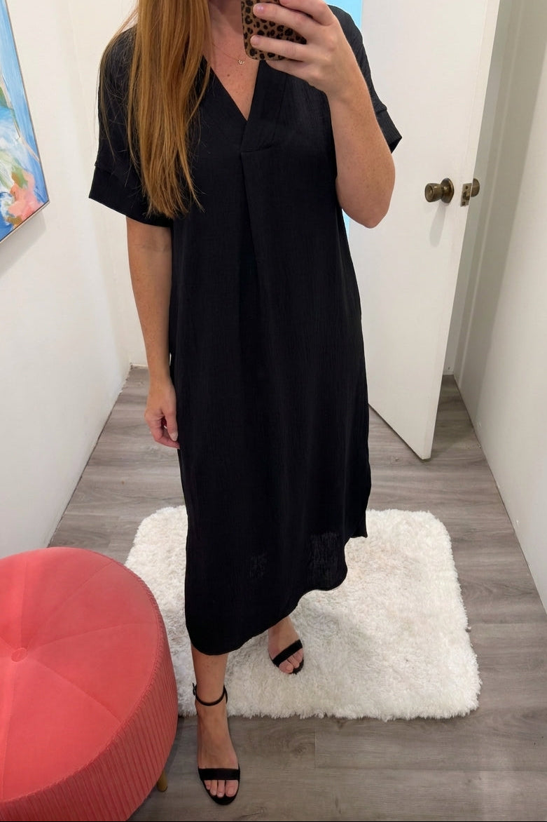 black maxi dress