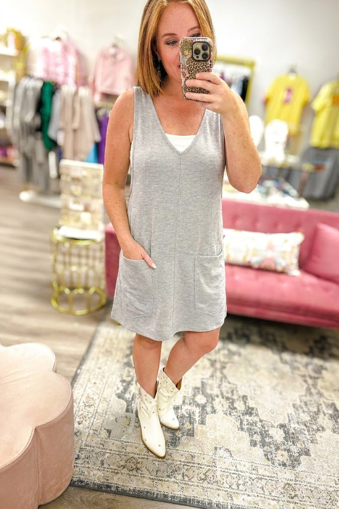 Washed Slub Adjustable Strap Overall Dress
