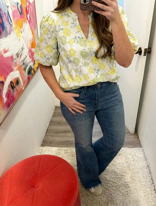 Floral puff sleeve top