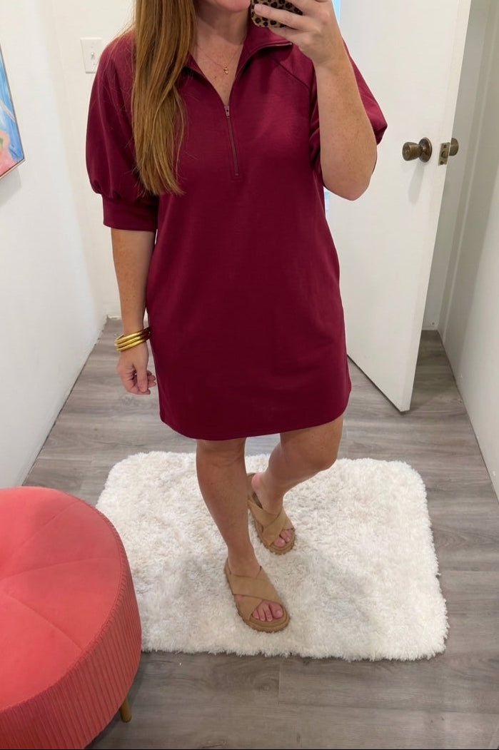 scuba quarter zip dress
