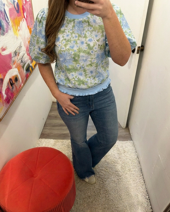 Ribbed knit floral top