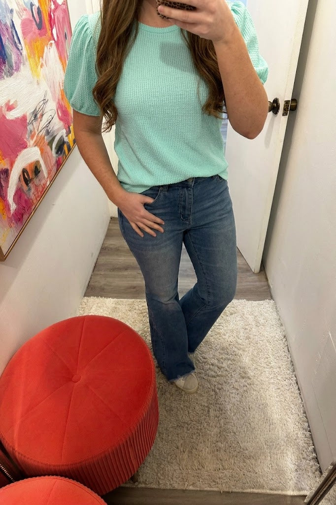 Ribbed Puff Sleeve Top