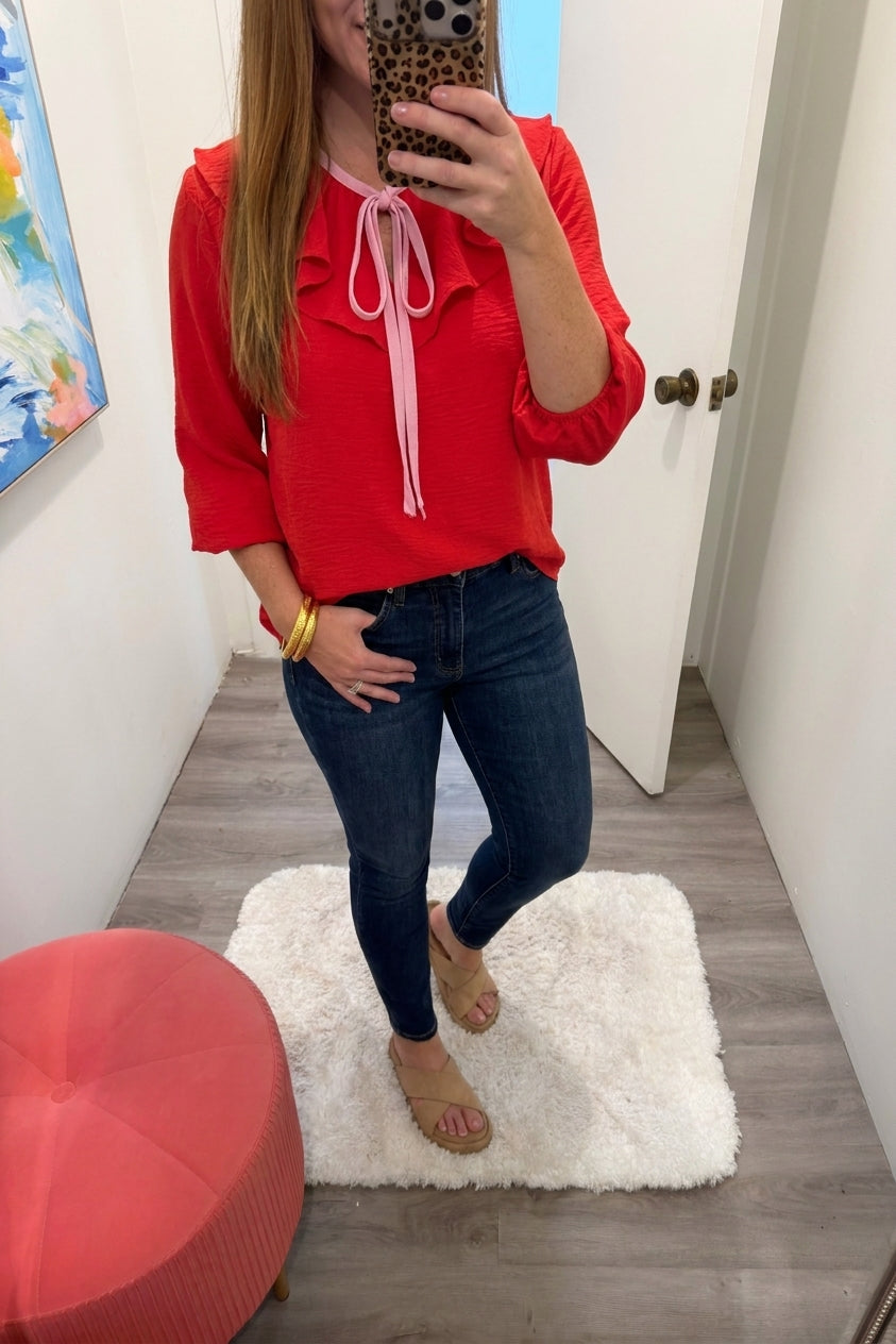 collar 3 quarter length top