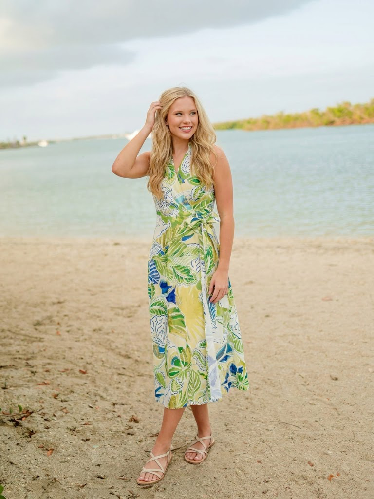 Printed Woven Midi Dress  Green Floral